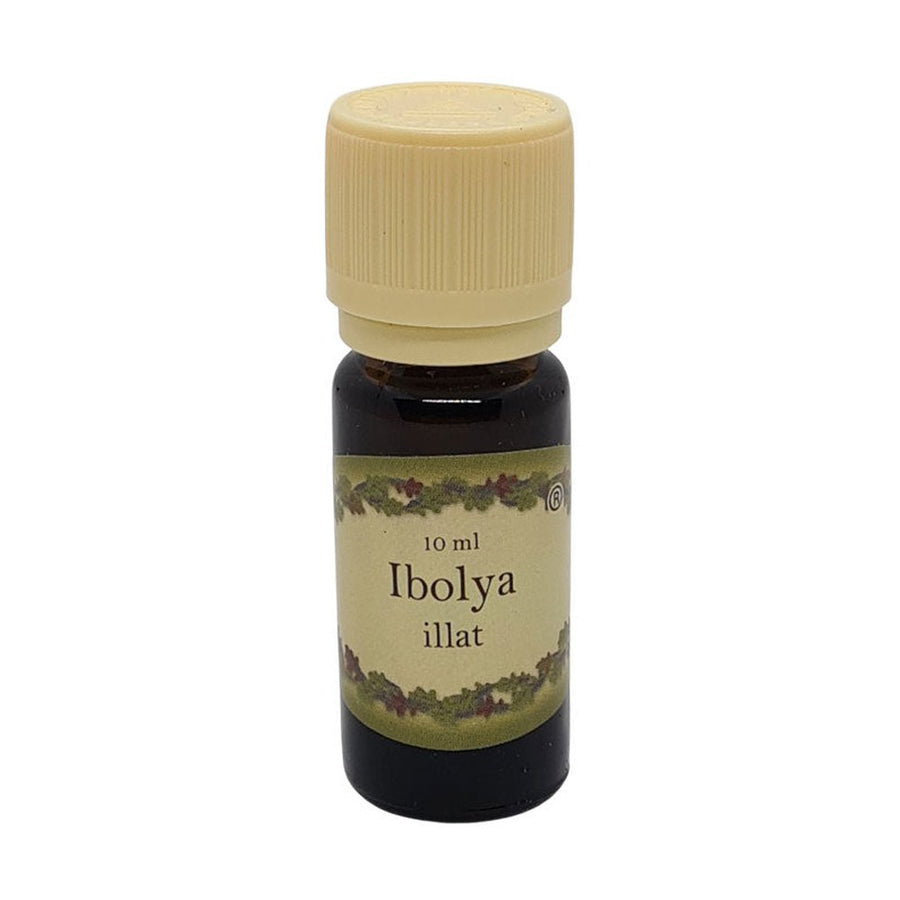 Ibolya illatú illóolaj 10 ml barna üvegcsében, bézs kupakkal – púderes, virágos, relaxáló aromaterápiás olaj.