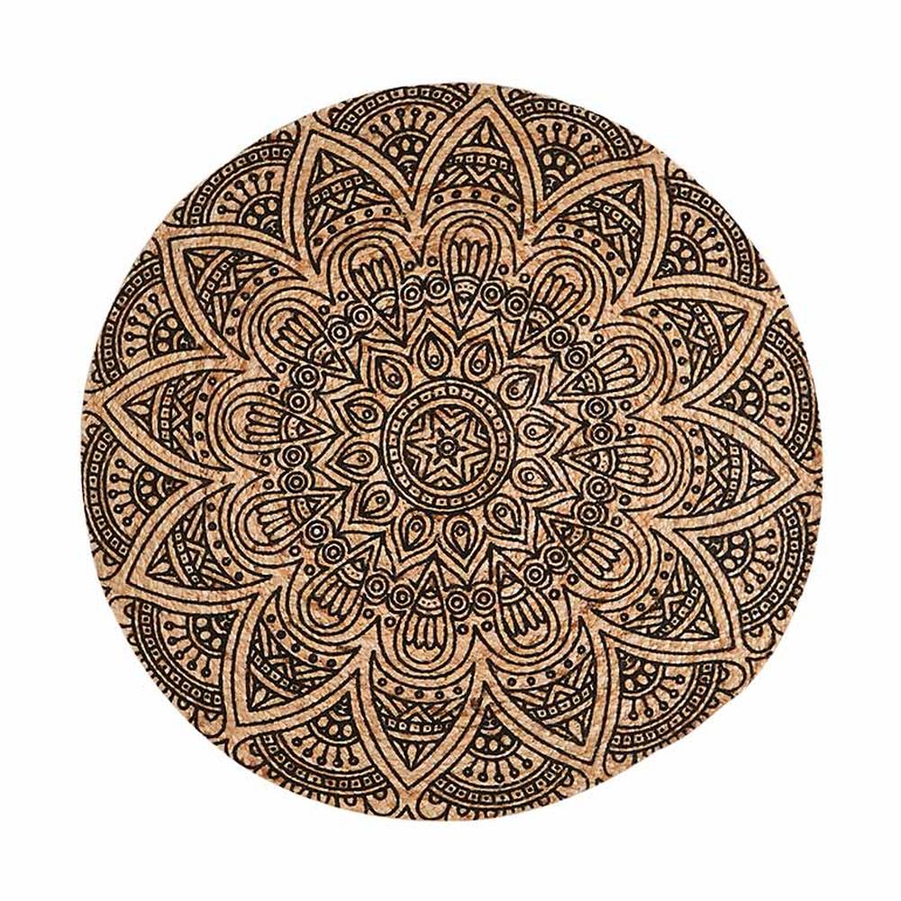 Ethnic stílusú, jutából készült kör szőnyeg