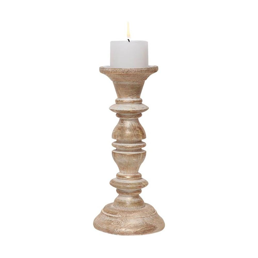Vidéki, rusztikus stílusú, 30,5 cm magas, antikolt arany felületű, karácsonyi mangófa gyertyatartó