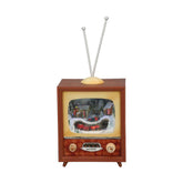 Prémium kategóriás, LED világítással felszerelt, viktoriánus kort idéző, békebeli, kisméretű zenélő TV, működő kisvasúttal