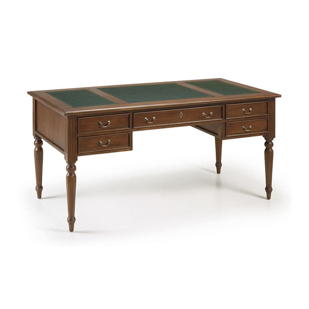 Tömör mahagónifából készült klasszikus koloniál stílusú kézműves íróasztal