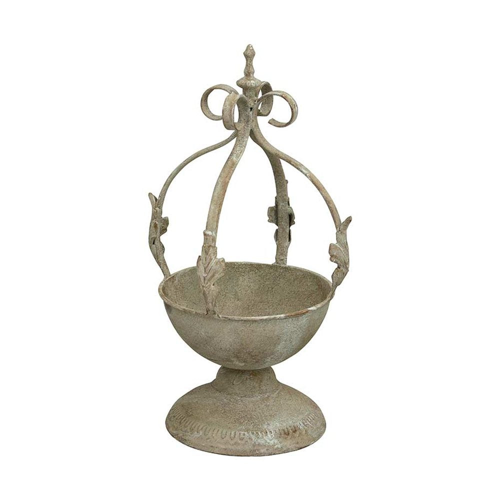 Vintage stílusú, koronás fém kaspó