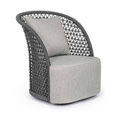 Kortárs stílusú, antracitszürke színű, forgatható, formatervezett kerti dizájn fotel.