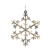 Függeszthető, 16 db meleg fehér fényű, időzíthető LED világítással felszerelt, világító karácsonyi jeges hópehely