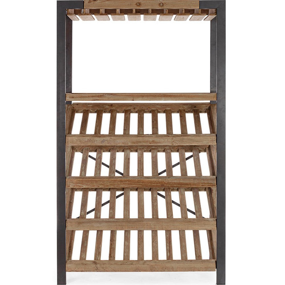 Fémből és fából készült, loft stílusú bortartó polcos állvány. Fémből és fából készült, loft stílusú bortartó polcos állvány.