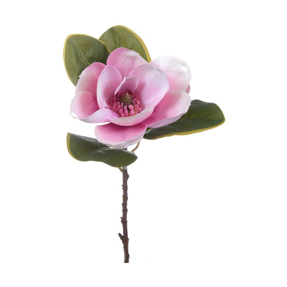 Virágzó mű magnólia ág, egy darab pink színű nyílt virággal