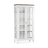 Tömör mindifából készült, modern-vidéki stílusú, kézműves vitrines szekrény.