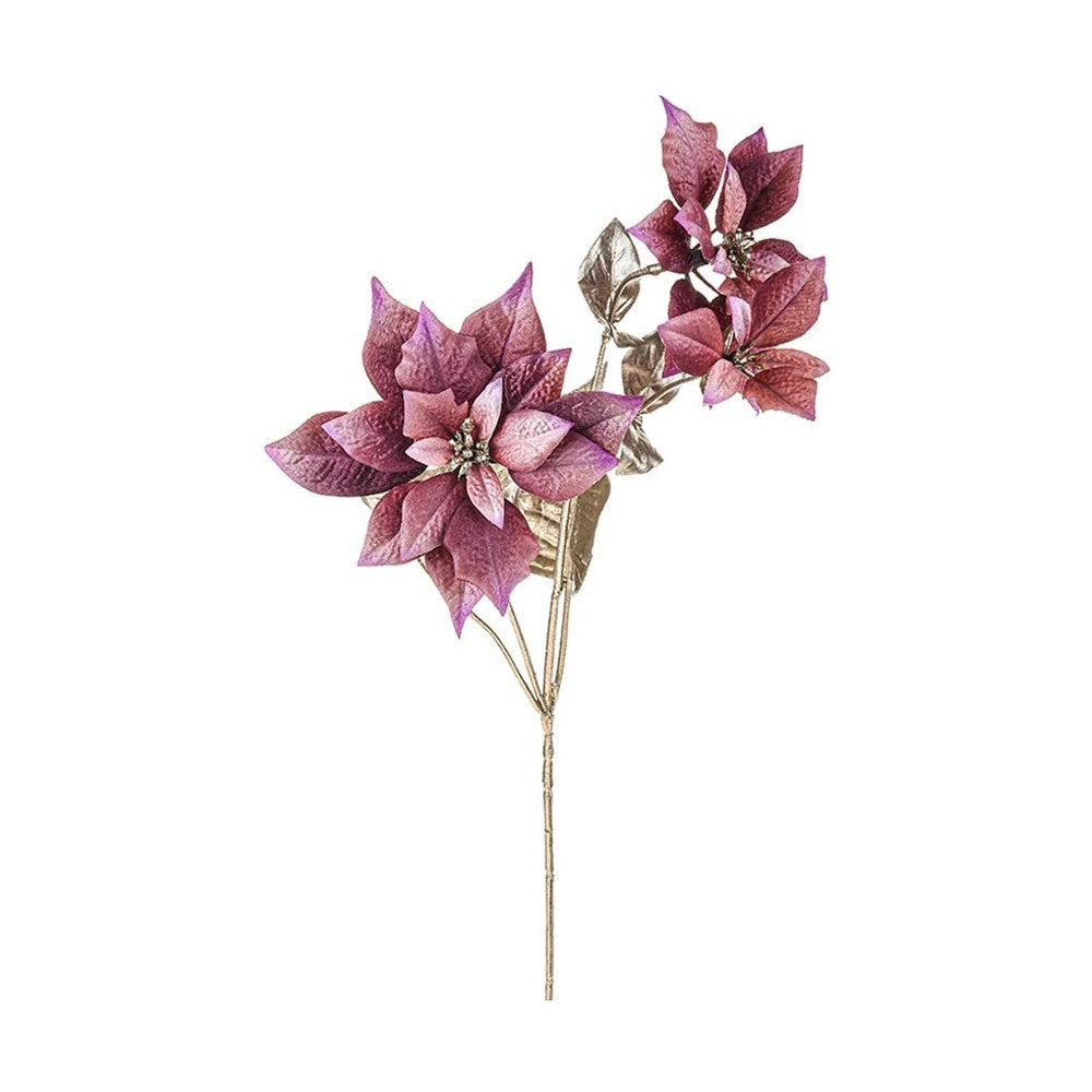 Mű mikulásvirág ág, fényes pezsgőszínű szárral és levelekkel, mályva színárnyalatú virágfejekkel.