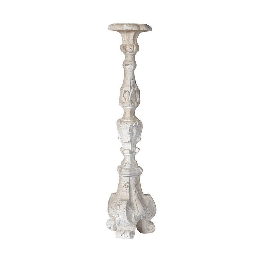 Shabby Chic stílusú, barokkos formavilágú, nagyméretű gyertyatartó