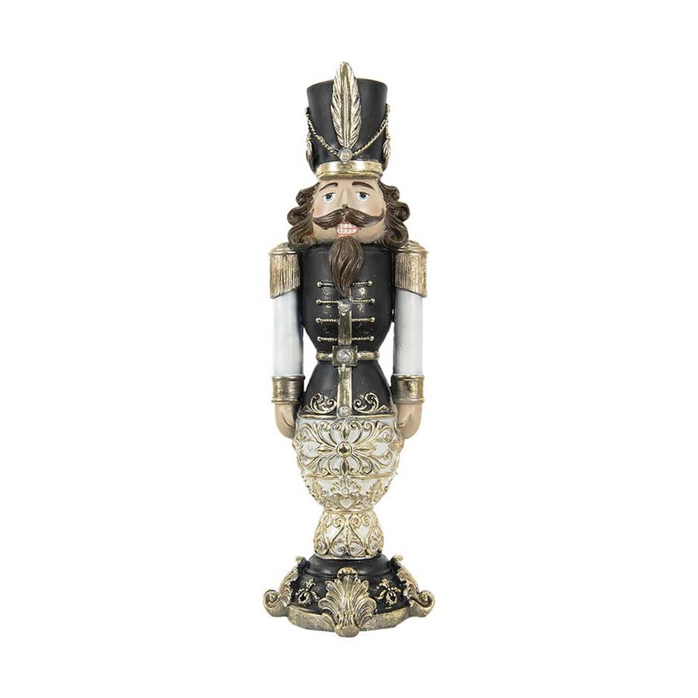 LED-es karácsonyi diótörő katona 58 cm fekete-krém "Nutcracker"