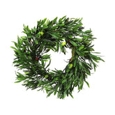 Mű olíva koszorú, 12 darab zöld és sötétbordó színárnyalatú olajbogyóval .