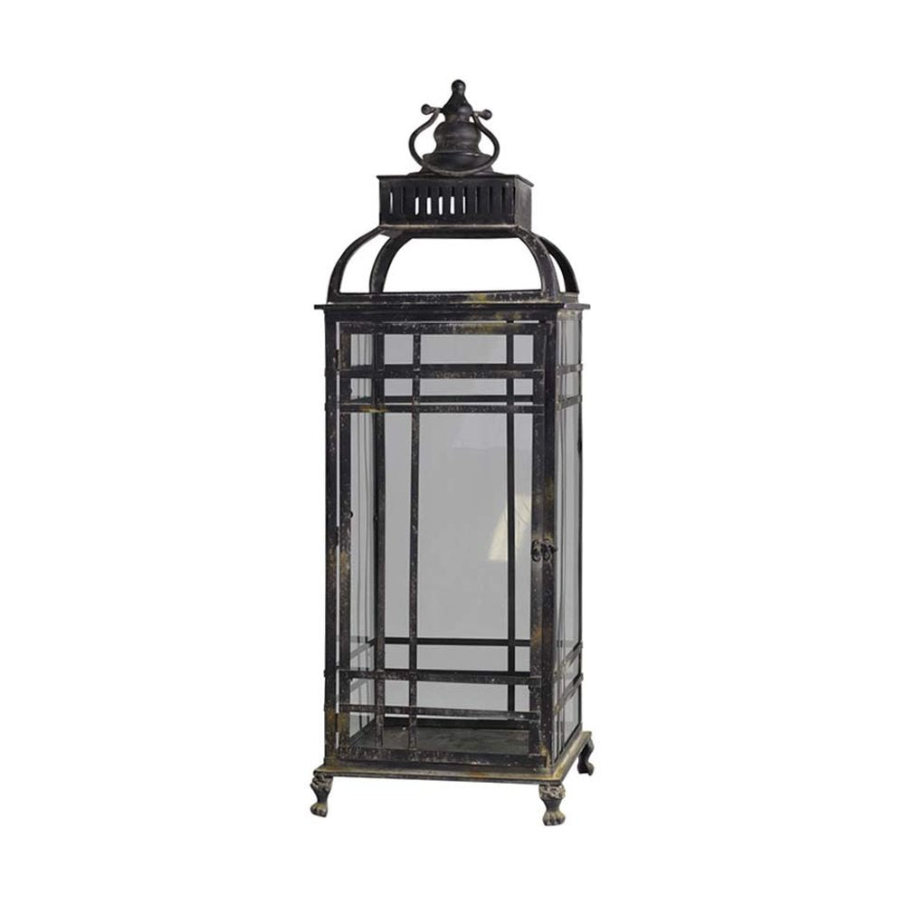 Óriás, 100 cm magas, vintage stílusú, antik szén színű patinás felületű fémből készült lámpás