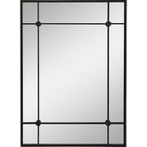 Feketeszínű,, fémből készült, loft stílusú falitükör.