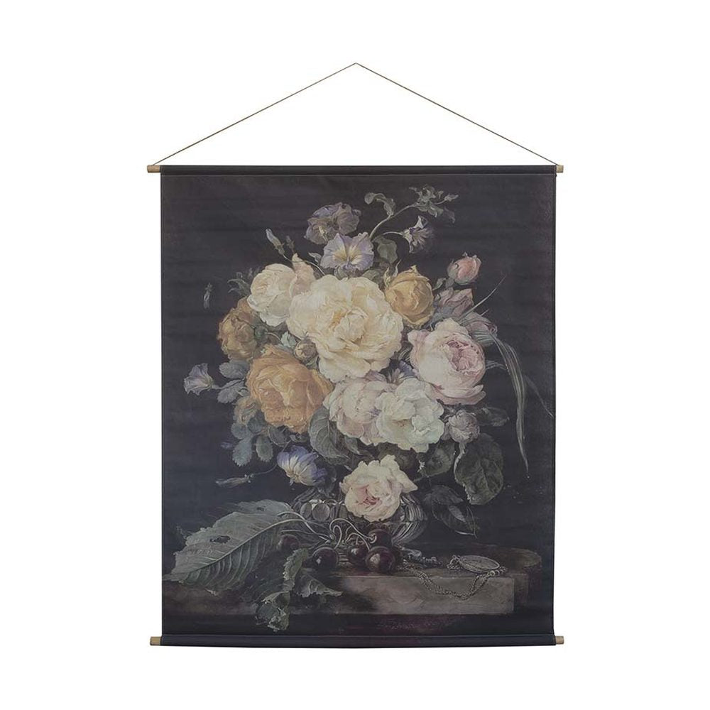 Óriás méretű, 145 cm magas vintage stílusú virágcsendélet vászonprinten