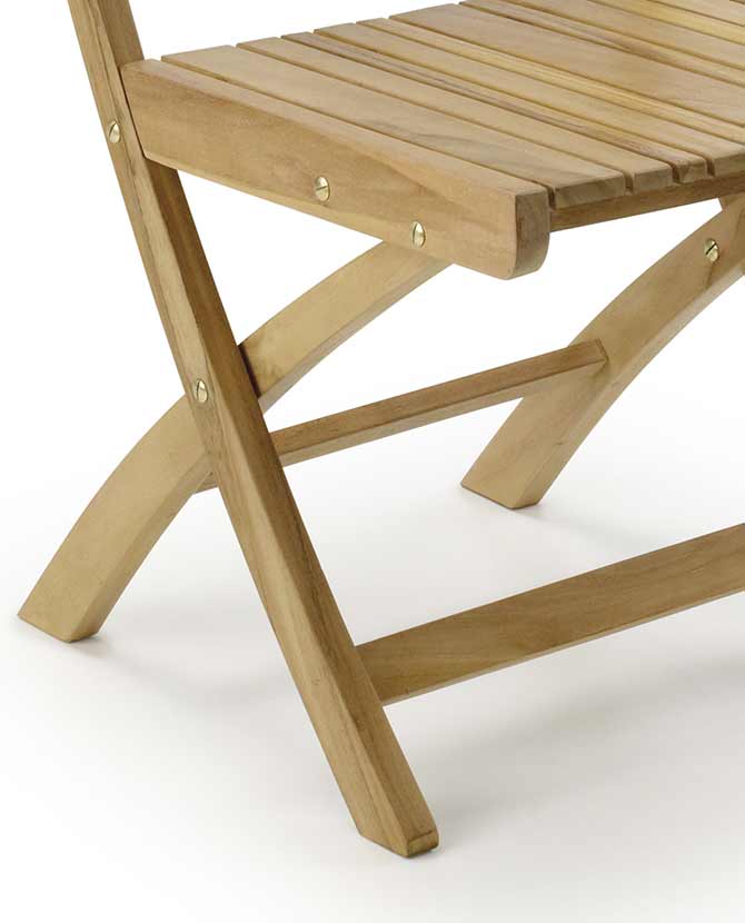 Prémium minőségű, mediterrán stílusú, összecsukható kézműves kerti teakfa szék