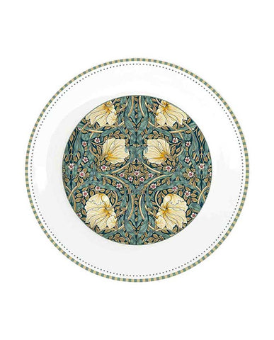 William Morris által tervezett, Növényi inda és virágmintákkal díszített porcelán desszerttányér 