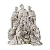 Prémium kategória, exkluzív megjelelésű, 40,5 cm magas, ezüst színű karácsonyi betlehem