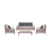 Négyrészes prémium homokfúvott teakfa kerti garnitúra "Bali"