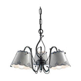 Mázas kerámiából és fémből készült, 3 karú kézműves csillár.