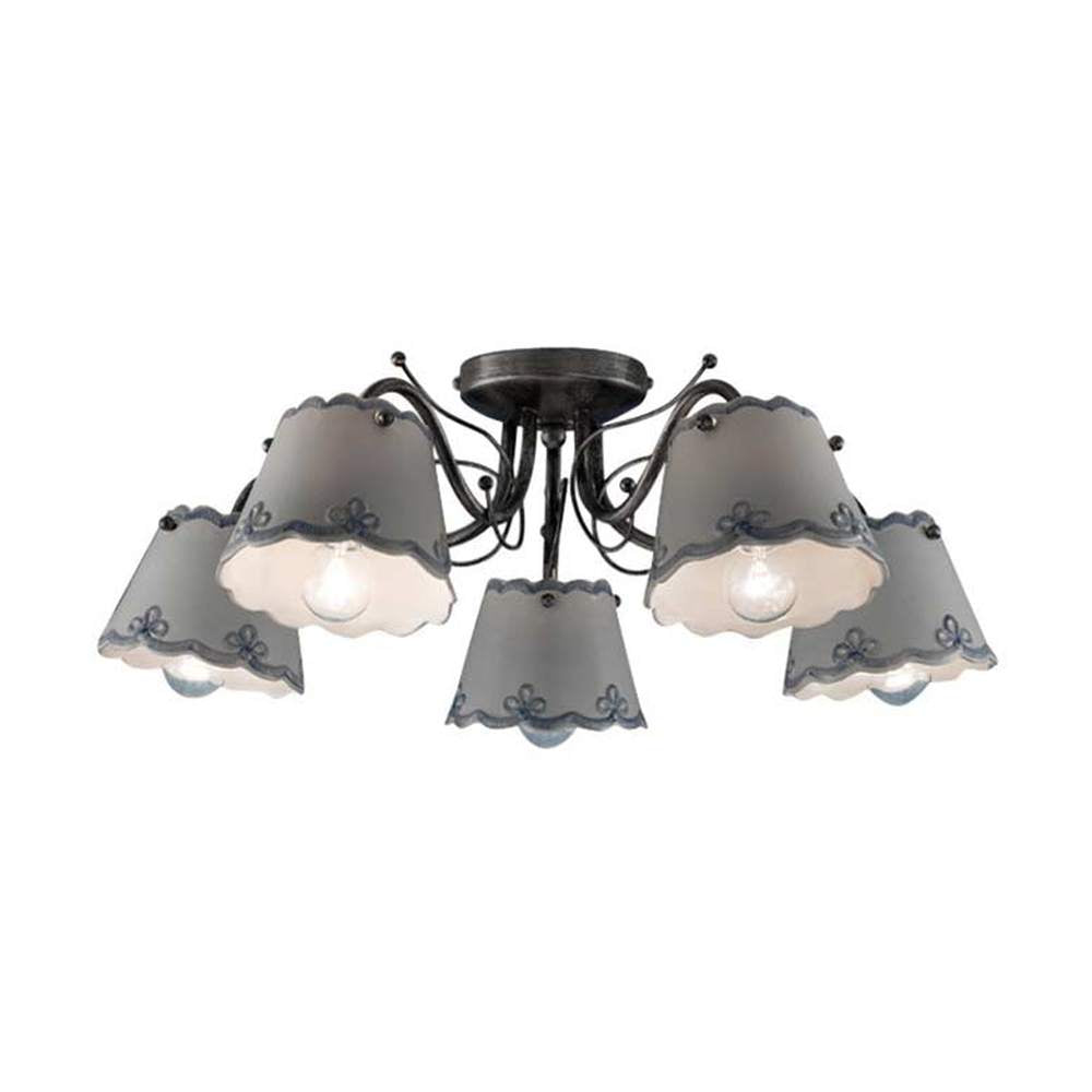 Mázas kerámiából és fémből készült, kézműves mennyezeti lámpa.