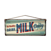 Retro stílusú, hullámlemezes fém reklámtábla, Milk felirattal