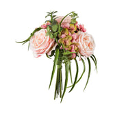 Rózsaszín színű, mesterséges művirág rózsacsokor hortenziával