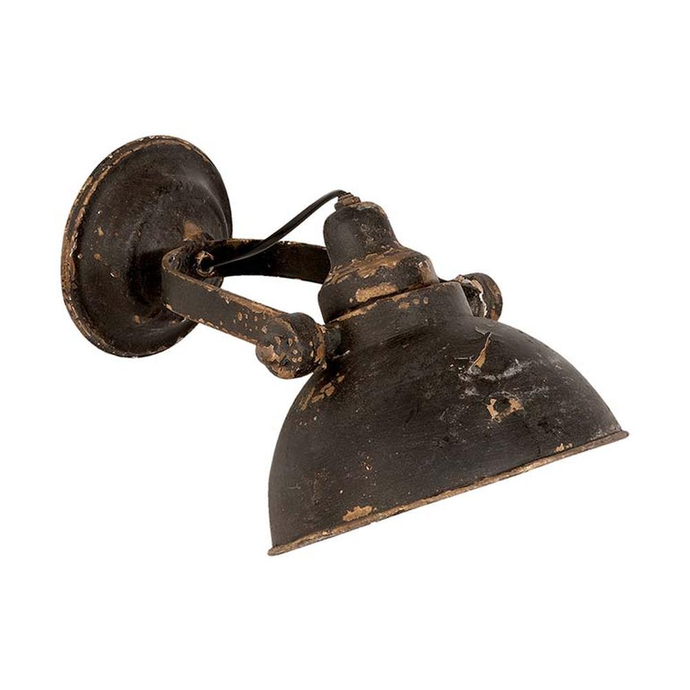 Ipari formavilágú, Shabby Chic stílusú, 30 cm hosszú, antik fekete színű, patinás felületű, falilámpa