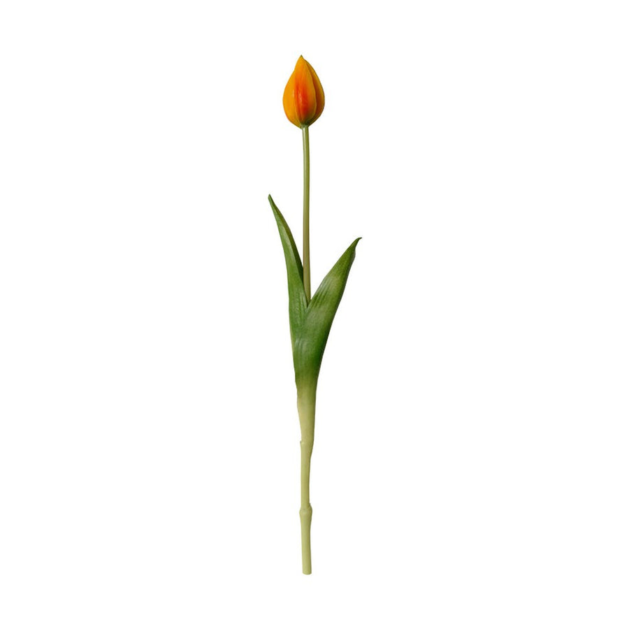 Élethű megjelenésű, narancssárga színű bimbós tulipán művirág