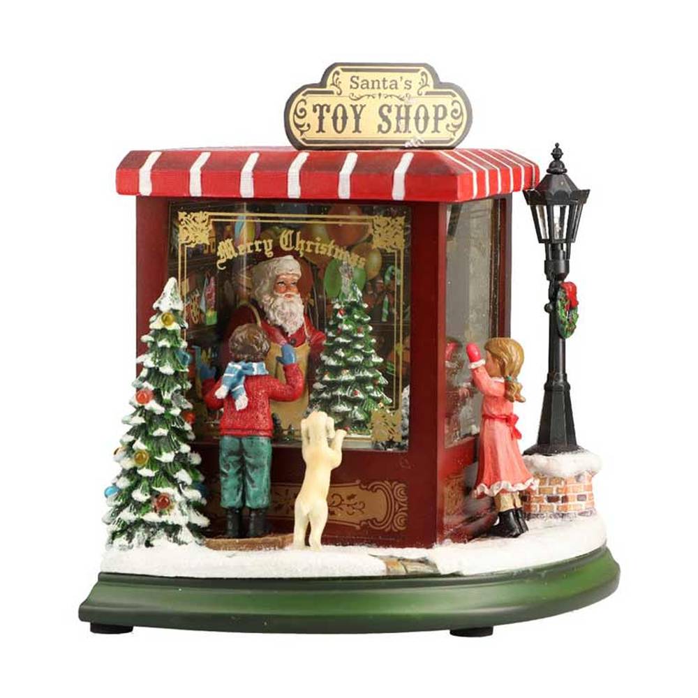 Prémium kategóriás, LED világítással felszerelt, viktoriánus kort idéző, békebeli, zenélő játékbolt működő kisvasúttal