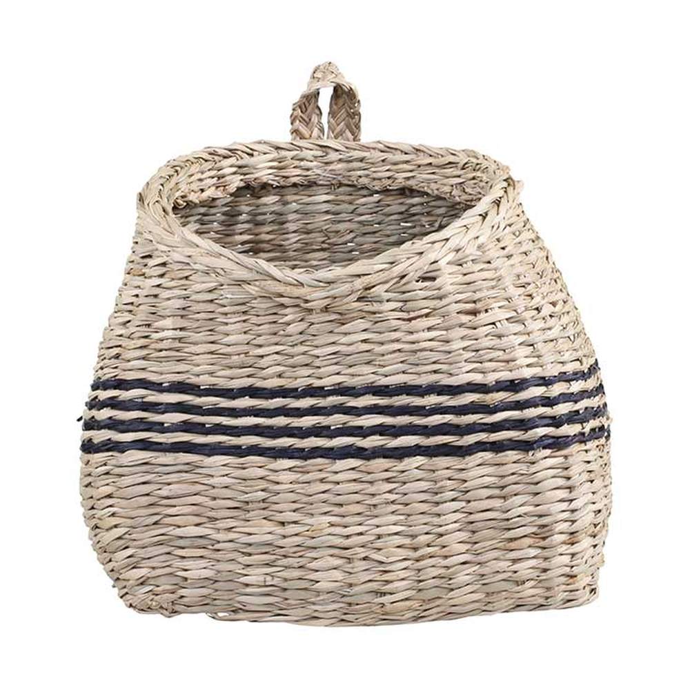 Tengerifűből készült, natúr színű fali kosár.