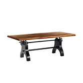 Állítható magasságú, 220 cm hosszú, ipari öntöttvas lábakon álló, újrahasznosított fából készült loft stílusú étkezőasztal