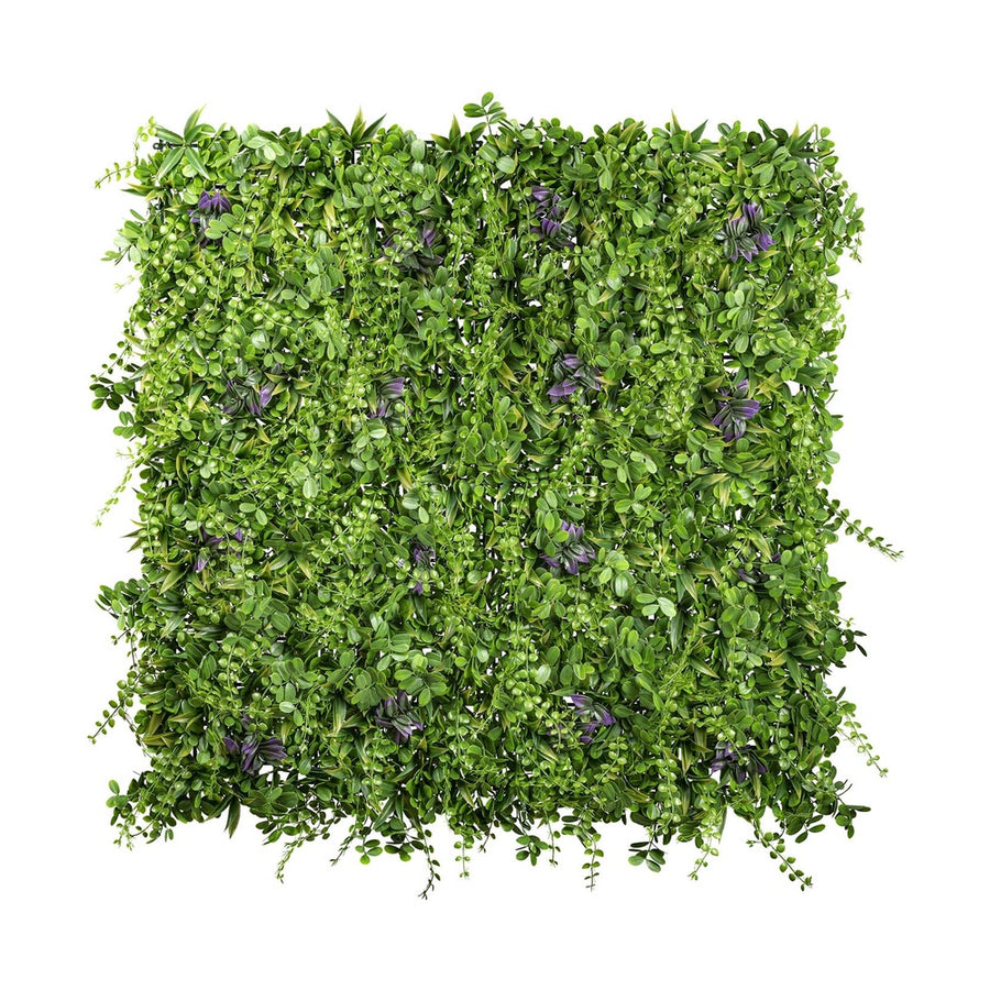 Folium levél mix 100x100 cm mű növényfal panel teljes panel látvány zöld leveles textúra lilás foltokkal