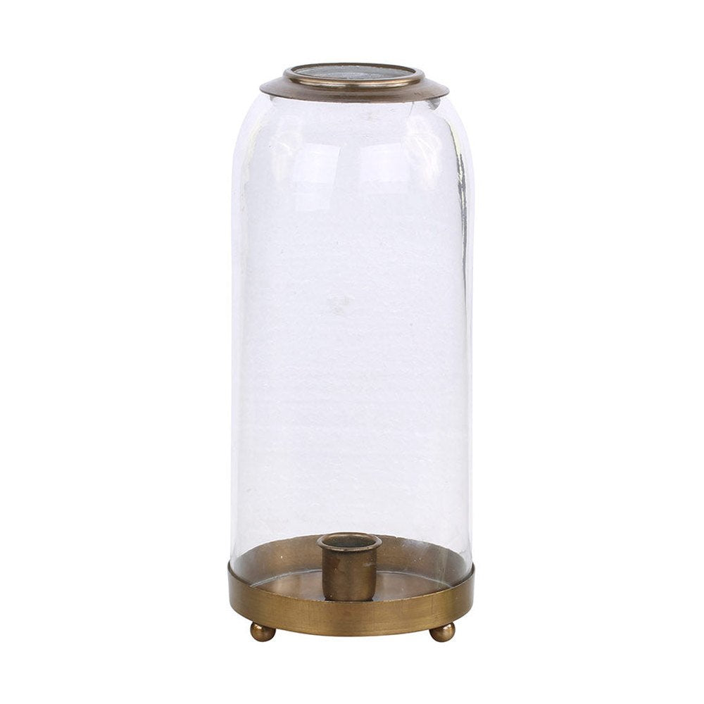 Loft stílusú, uvegbúrás, antik réz színű fém gyertyatartó a thomas kollekcióból