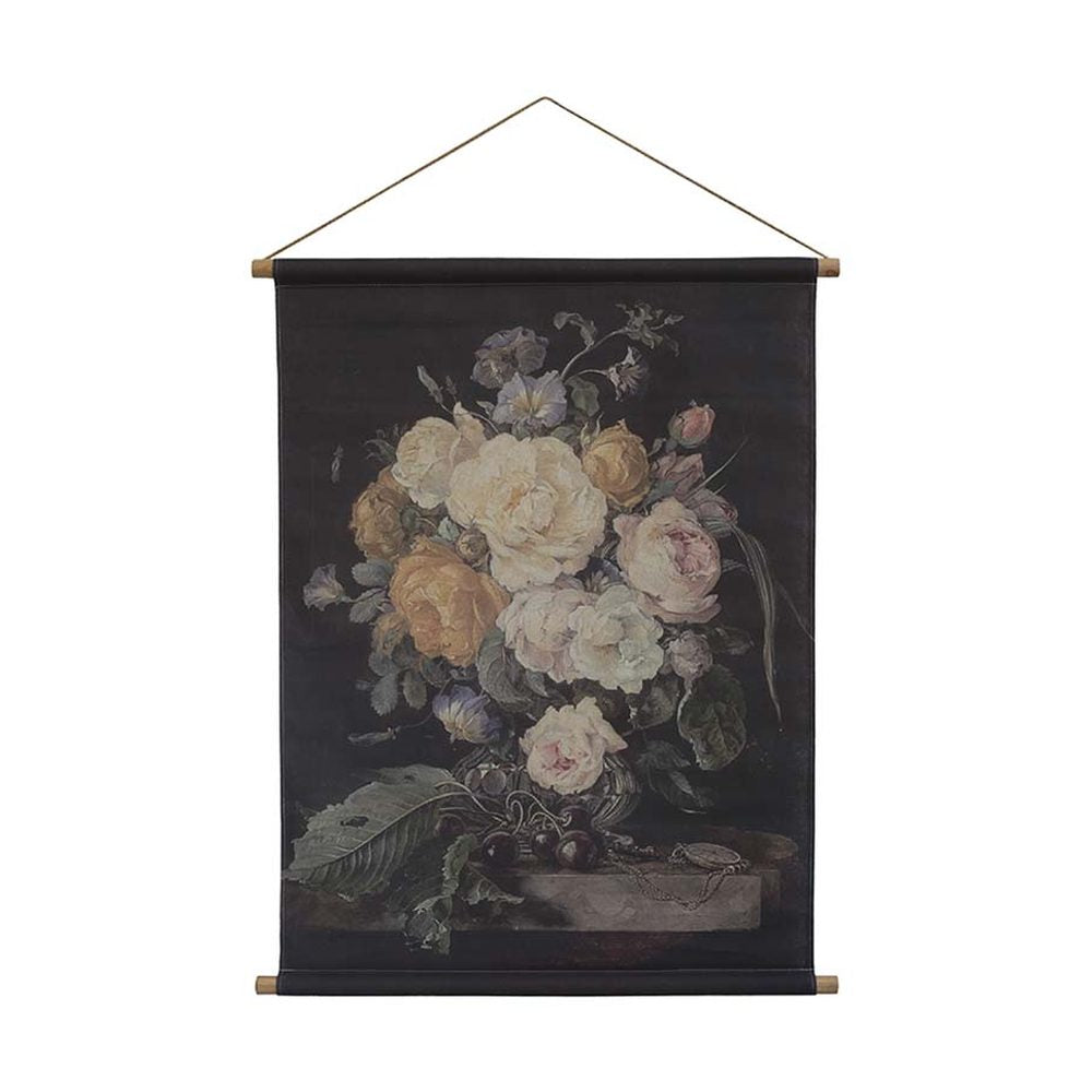 Nagyméretű, 97 cm magas vintage stílusú virágcsendélet vászonprinten