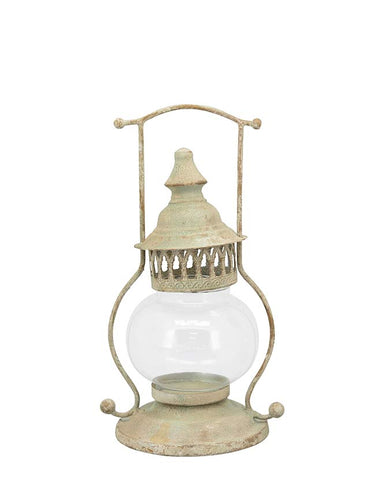 Vintage stílusú, viharlámpa formájú lámpás, antikolt fém felülettel