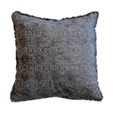 Vintage stílusú, antik szürke színű, rojtos szegélyű mintás díszpárna