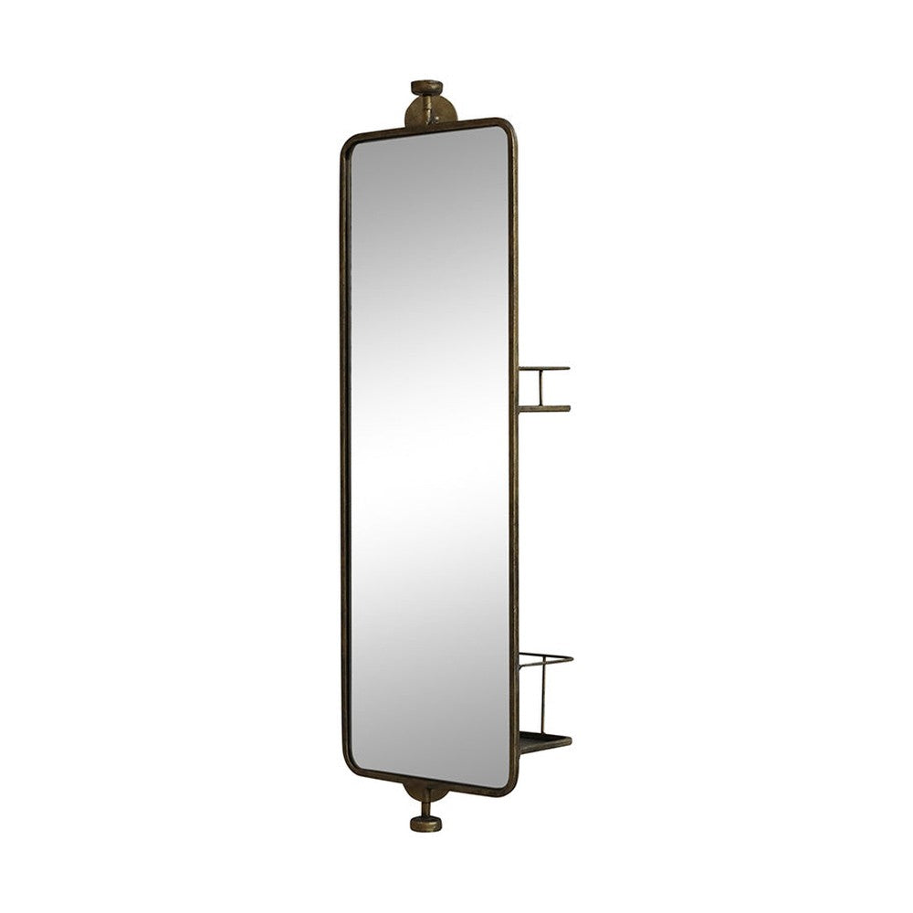 Vintage stílusú, forgatható fém falitükör 2 db polccal