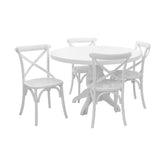 Prémium minőségű, trópusi császárfából (paulownia fa) készült, fehérszínű, vintage stílusú, négyszemélyes étkezőgarnitúra.