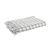 Vintage stílusú, kockás mintás rojtszegélyes pamut pléd