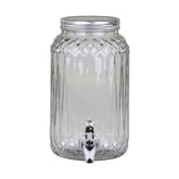 Vintage stílusú, 3,5 liter űrtartalmú, vastagfalú barázdált mintájú üvegből készült, csapos italadagoló.