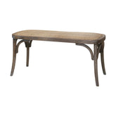 Francia stílusú, kaucsukfából és rattanból készült natúr színű pad