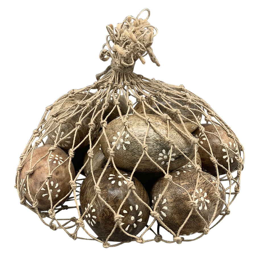 Mangófából készült, 12 darabos húsvéti dekor tojás szett.