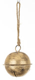 10 cm-es aranyhatású karácsonyi fémcsengő – hosszú jutazsinór akasztóval.