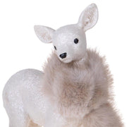 Álló FIRST SNOW fehér őzike figura bézs műszőrme gallérral
