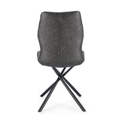 Szén szürke színű műbőr szövettel kárpitozott, kortárs dizájn étkezőszék.