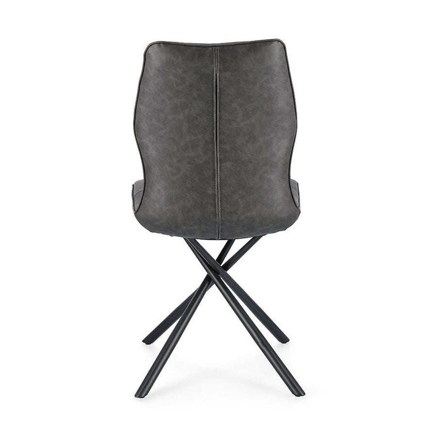 Szén szürke színű műbőr szövettel kárpitozott, kortárs dizájn étkezőszék.
