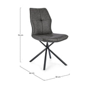 Szén szürke színű műbőr szövettel kárpitozott, kortárs dizájn étkezőszék.