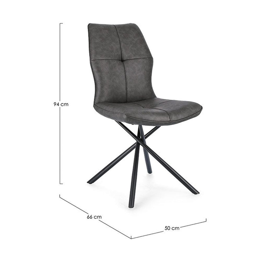 Szén szürke színű műbőr szövettel kárpitozott, kortárs dizájn étkezőszék.