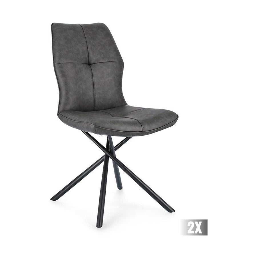 Szén szürke színű műbőr szövettel kárpitozott, kortárs dizájn étkezőszék.