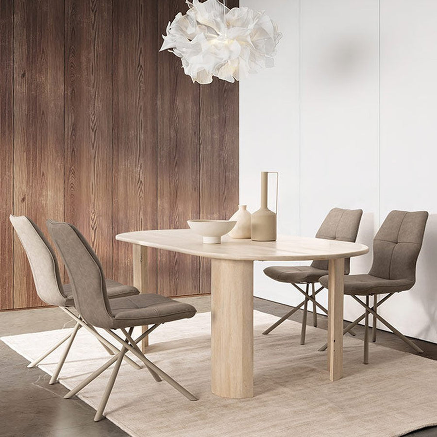 szürkésbarna) színű műbőr szövettel kárpitozott, kortárs dizájn étkezőszék